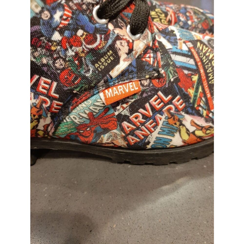 Marvel Comics Print Combat Boots Womens Size 8 Superhero Lace Up Ankle Boots - Picture 7 of 10
